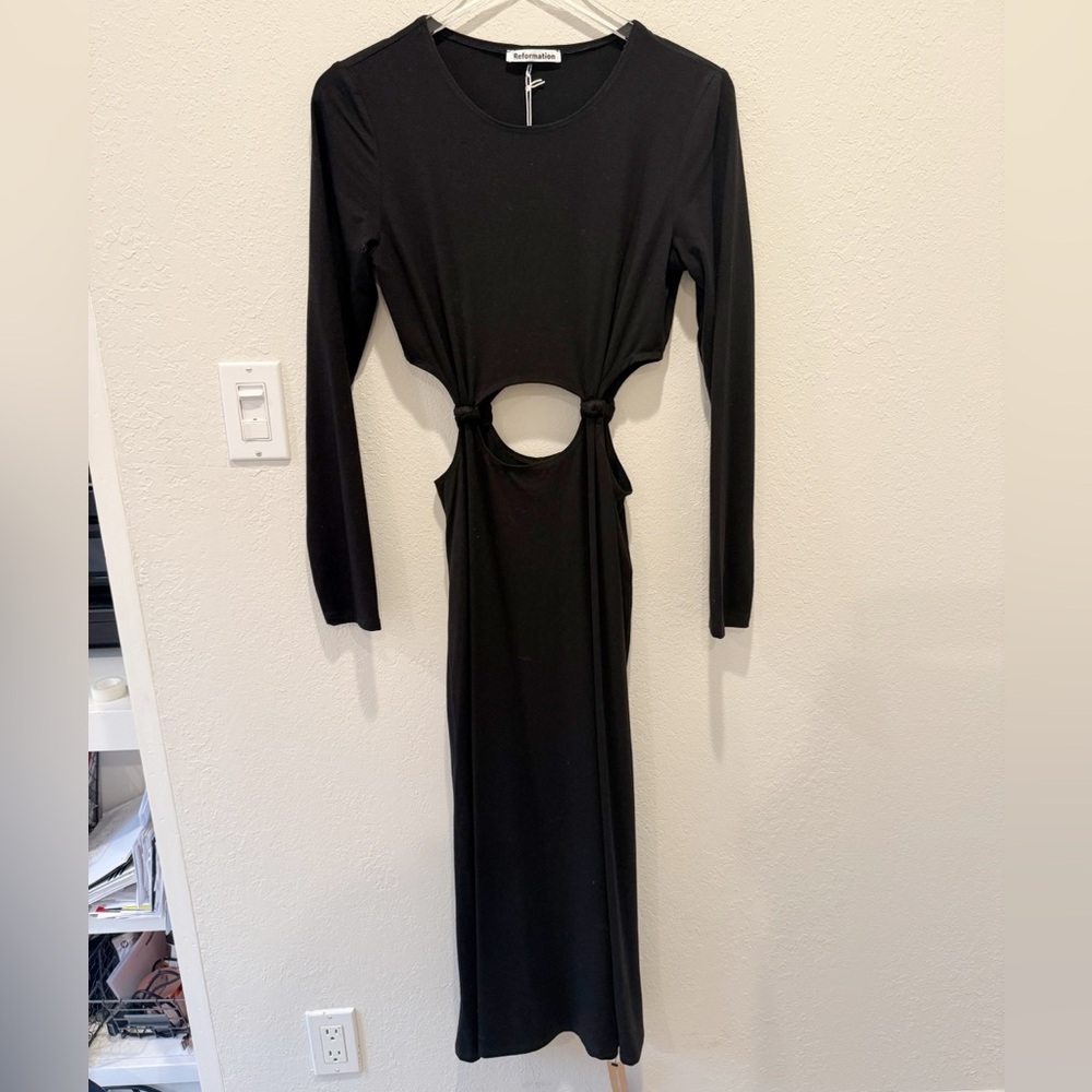 REFORMATION Via Knit Midi Dress NWT‎ Black size Medium - Picture 3 of 8